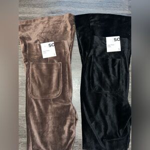 NWT SO High-Rise Corduroy Ribbed Leggings - Black+Brown w/ Back Pockets!! Small